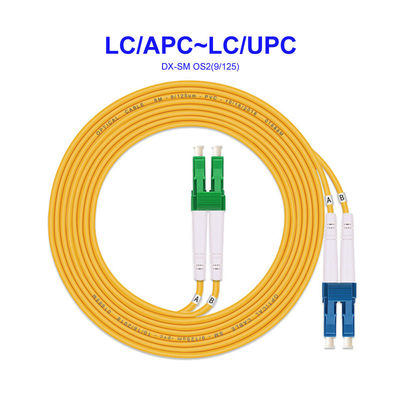 Кабель LC/APC стекловолокна к изготовлению на заказ отрезка провода Несущ-степени OS2 Двойн-ядра LC/UPC однорежимному